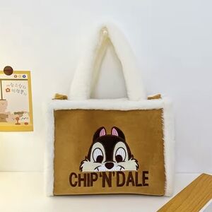 Disney Chip n Dale Plush Fuzzy Tote Bag